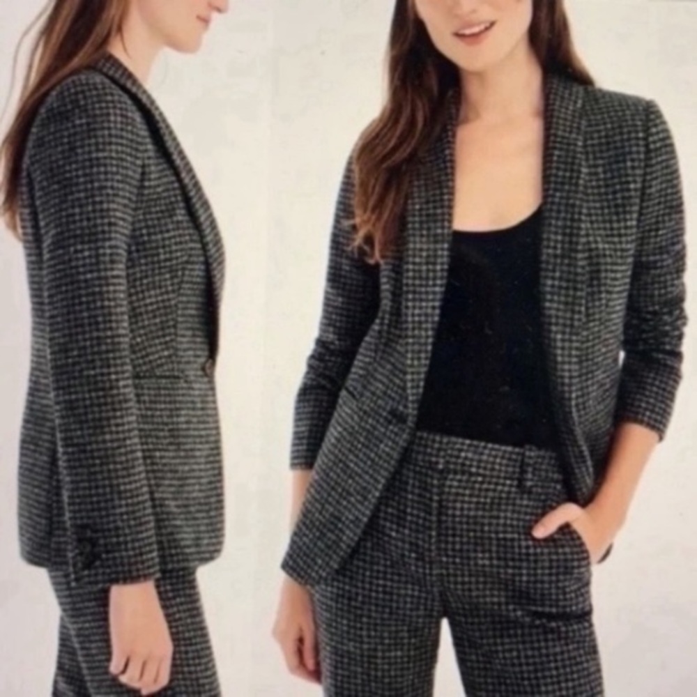 J. Crew Blazer Parke Wool in Houndstooth Slate Grey Black